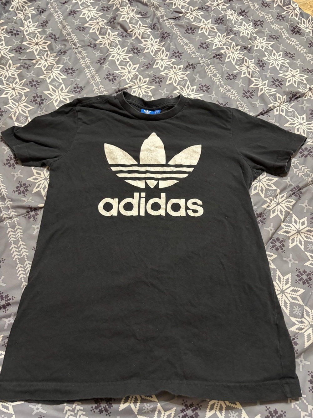 adidas Black Tee with White Trefoil Logo